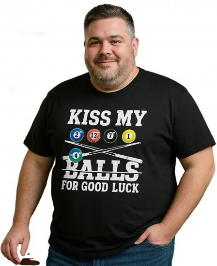 Espionage T436 Good Luck Kiss Printed T-Shirt Black - Trička - Trička nadměrné velikosti - 2XL-14XL