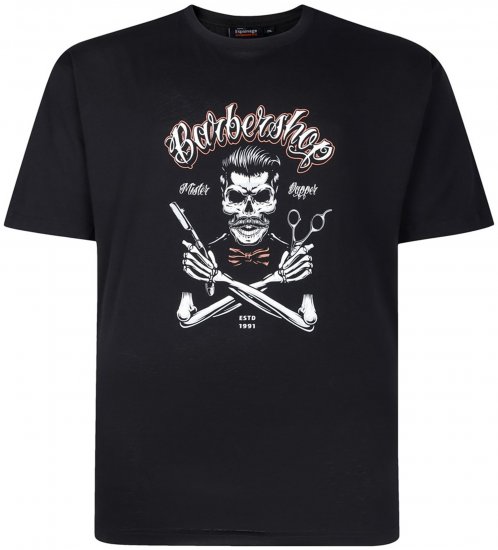 Espionage T437 Barbers Shop Printed T-Shirt Black - Trička - Trička nadměrné velikosti - 2XL-14XL