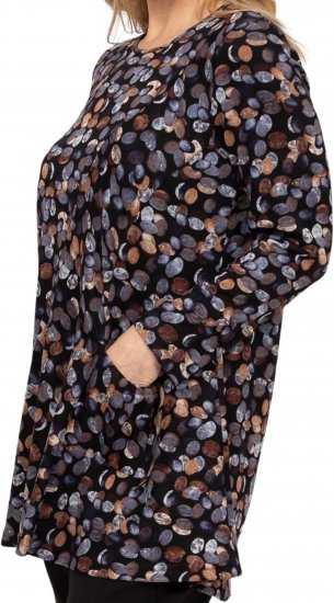 Scandinavian Caramel Flower Petals Tunic Copper and Blue - Potištěná trička pro ženy - 