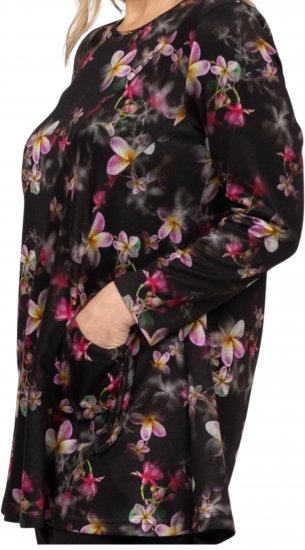 Scandinavian Caramel Flowers Tunic Red and Pink - Potištěná trička pro ženy - 