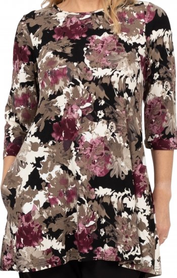 Scandinavian Caramel Flower Petals Tunic Brown - Potištěná trička pro ženy - 