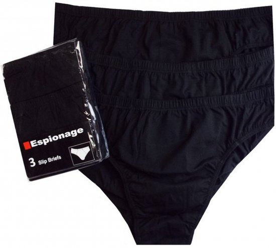 Espionage U002 3-Pack Slip Briefs Black - Slipy - Slipy 2XL-8XL