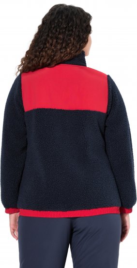 Ulla Popken Color Block Teddy Fleece Jacket Navy - Mikiny & mikiny s kapucí - 