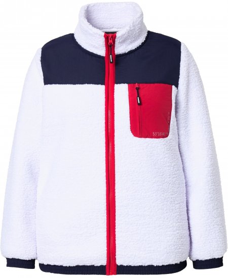 Ulla Popken Color Block Teddy Fleece Jacket Snow White - Mikiny & mikiny s kapucí - 