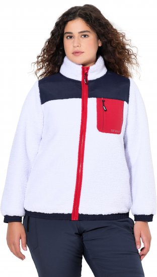 Ulla Popken Color Block Teddy Fleece Jacket Snow White - Mikiny & mikiny s kapucí - 