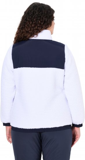 Ulla Popken Color Block Teddy Fleece Jacket Snow White - Mikiny & mikiny s kapucí - 