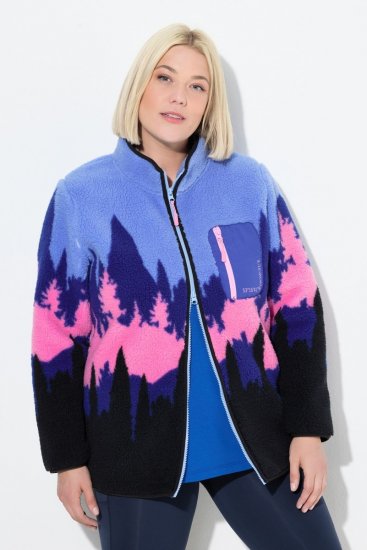Ulla Popken Alpine Landscape Fleece Jacket Cloud Blue - Mikiny & mikiny s kapucí - Pohodlné mikiny, hoodie a pleteniny