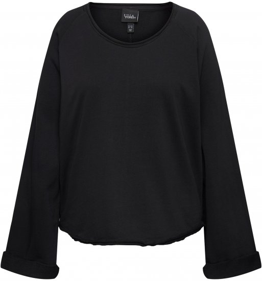 Ulla Popken Rolled Edge Long Sleeve Sweatshirt Black - Mikiny & mikiny s kapucí - 