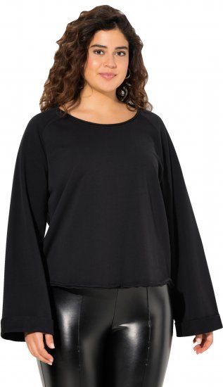 Ulla Popken Rolled Edge Long Sleeve Sweatshirt Black - Mikiny & mikiny s kapucí - 