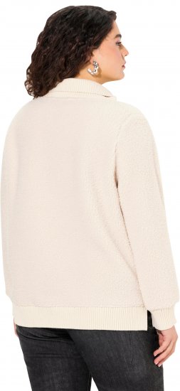 Ulla Popken Teddy Fleece Troyer Collar Sweatshirt Light Champagne - Mikiny & mikiny s kapucí - 