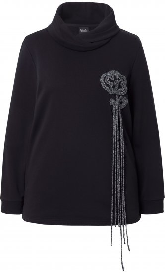 Ulla Popken Ribbon Detail Turtleneck Sweatshirt Black - Mikiny & mikiny s kapucí - 