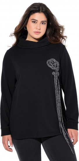 Ulla Popken Ribbon Detail Turtleneck Sweatshirt Black - Mikiny & mikiny s kapucí - 
