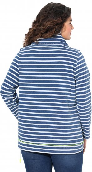 Ulla Popken Striped Turtleneck Neon Detail Sweatshirt Indigo Denim - Mikiny & mikiny s kapucí - 