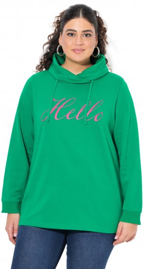 Ulla Popken HELLO Classic Fit Stand-Up Collar Sweatshirt Emerald Green - Mikiny & mikiny s kapucí - 