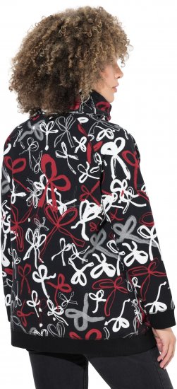 Ulla Popken Ribbon Print Turtleneck Sweatshirt Black - Mikiny & mikiny s kapucí - 