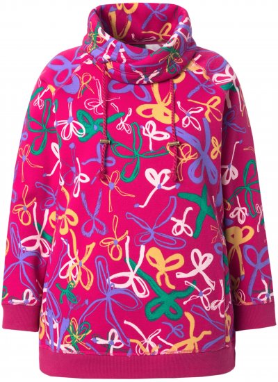 Ulla Popken Ribbon Print Turtleneck Sweatshirt Cherry Red - Mikiny & mikiny s kapucí - 
