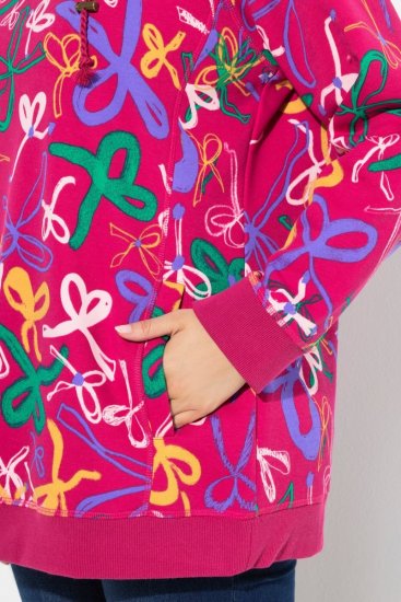 Ulla Popken Ribbon Print Turtleneck Sweatshirt Cherry Red - Mikiny & mikiny s kapucí - Pohodlné mikiny, hoodie a pleteniny