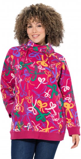 Ulla Popken Ribbon Print Turtleneck Sweatshirt Cherry Red - Mikiny & mikiny s kapucí - 