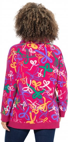 Ulla Popken Ribbon Print Turtleneck Sweatshirt Cherry Red - Mikiny & mikiny s kapucí - 