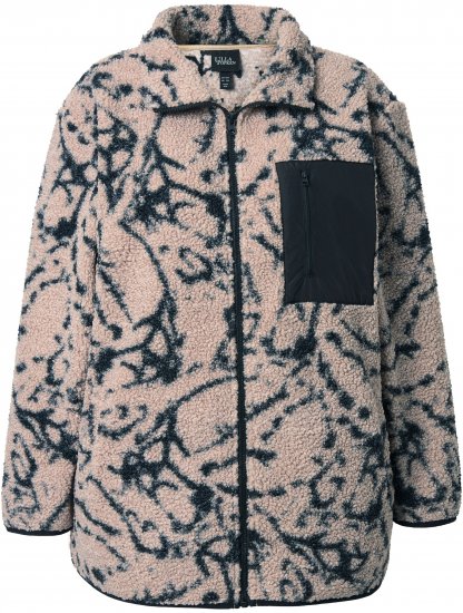 Ulla Popken Marble Print Teddy Fleece Jacket Dark Putty - Mikiny & mikiny s kapucí - 