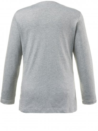 Ulla Popken Basic Round Neck Long Sleeve Slim Fit Cotton Tee Light Grey Melange - Trička - 