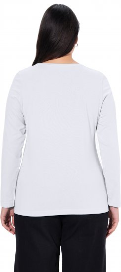 Ulla Popken Basic Round Neck Long Sleeve Slim Fit Cotton Tee Snow White - Sukně - 