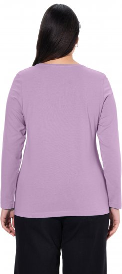Ulla Popken Basic Round Neck Long Sleeve Slim Fit Cotton Tee Lavender - Trička - 