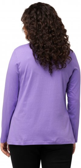 Ulla Popken Basic Round Neck Long Sleeve Slim Fit Cotton Tee Pale Lilac - Trička - 