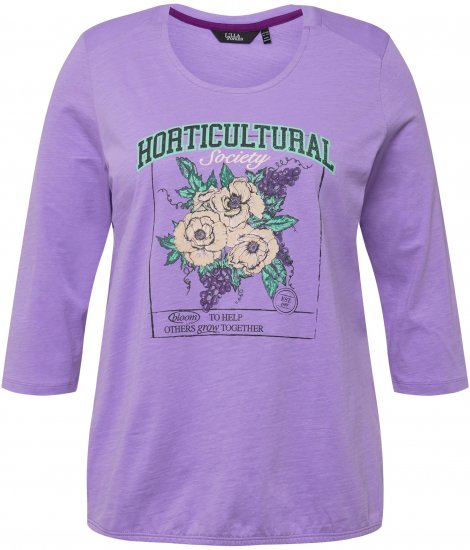 Ulla Popken Horticultural Graphic Floral Tee Pale Lilac - Potištěná trička pro ženy - 