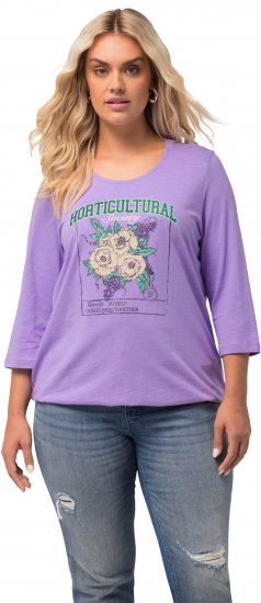 Ulla Popken Horticultural Graphic Floral Tee Pale Lilac - Potištěná trička pro ženy - 