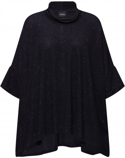 Ulla Popken Sparkling Draped Collared Tee Navy Blue - Potištěná trička pro ženy - 