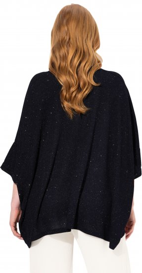 Ulla Popken Sparkling Draped Collared Tee Navy Blue - Potištěná trička pro ženy - 