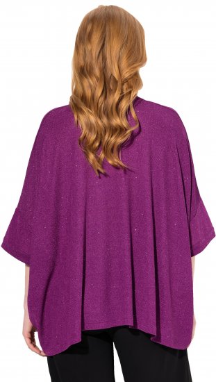 Ulla Popken Sparkling Draped Collared Tee Mulberry - Potištěná trička pro ženy - 