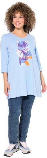 Ulla Popken Floral Motif 3/4 Sleeve Tunic Tee Light Blue - Potištěná trička pro ženy - 
