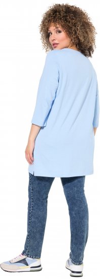Ulla Popken Floral Motif 3/4 Sleeve Tunic Tee Light Blue - Potištěná trička pro ženy - 