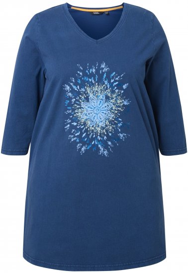 Ulla Popken Dandelion Short Sleeve Graphic Tee Ink Blue - Potištěná trička pro ženy - 