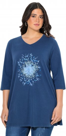 Ulla Popken Dandelion Short Sleeve Graphic Tee Ink Blue - Potištěná trička pro ženy - 