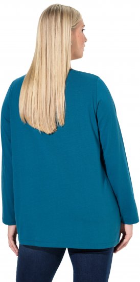 Ulla Popken Fawn Long Sleeve Graphic Tee Teal - Potištěná trička pro ženy - 