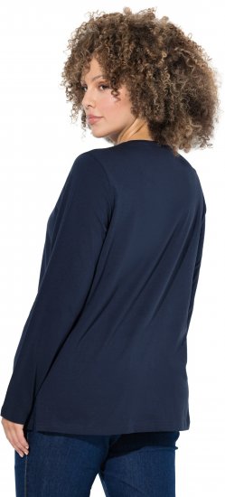 Ulla Popken Holiday Long Sleeve Graphic Tee Navy Blue - Potištěná trička pro ženy - 