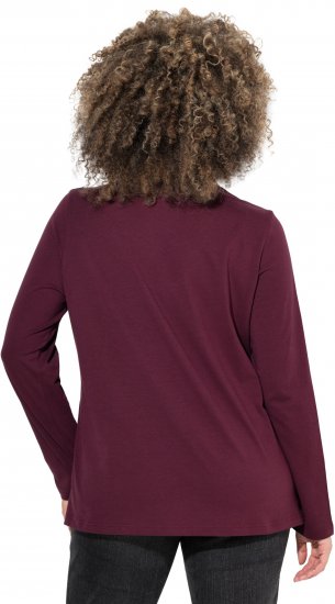 Ulla Popken Holiday Long Sleeve Graphic Tee Plum - Potištěná trička pro ženy - 