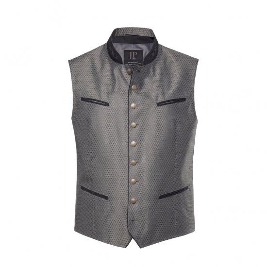 JP1880 Vest Traditional With Embroidery Silver - Bundy - Bundy Nadměrné Velikosti - 2XL-8XL
