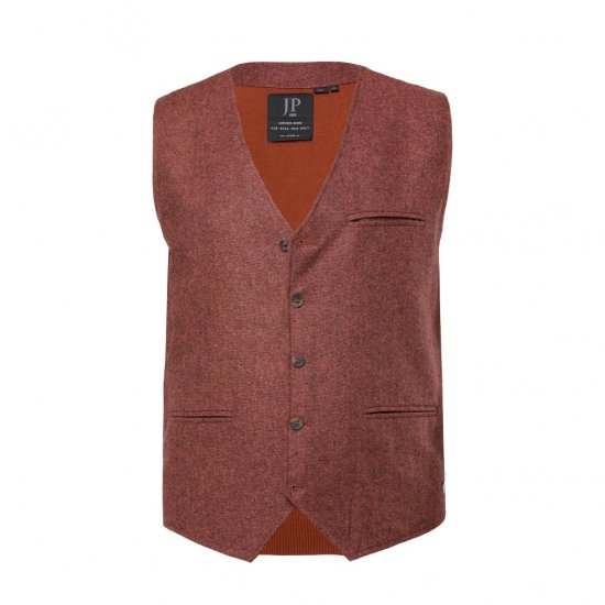 JP1880 Tweed Waistcoat Wool Brick Red - Vesty - Vesty ve velkých velikostech