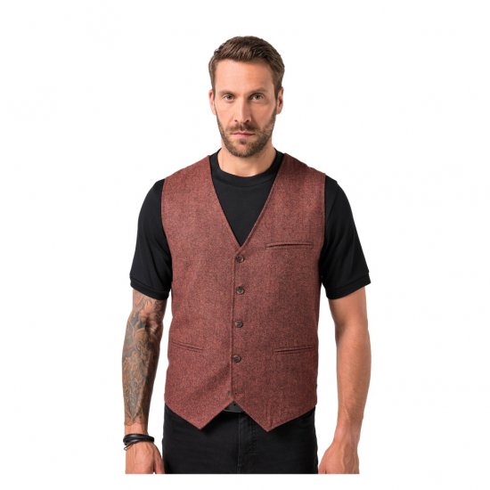 JP1880 Tweed Waistcoat Wool Brick Red - Vesty - Vesty ve velkých velikostech