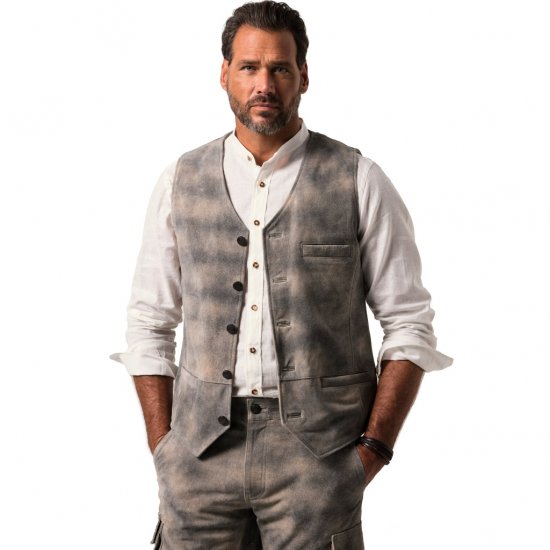 JP1880 Vest Traditional Cowhide Graphite Grey - Trachten & Oktoberfest - Oktoberfest kostýmy ve velkých velikostech (Trachten)