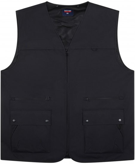 Espionage JT126 Multi Pocket Utility Gilet Black - Vesty - Vesty ve velkých velikostech