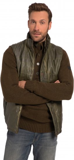 JP1880 Quilted Gilet Vintage Leather Green - Bundy - Bundy Nadměrné Velikosti - 2XL-8XL