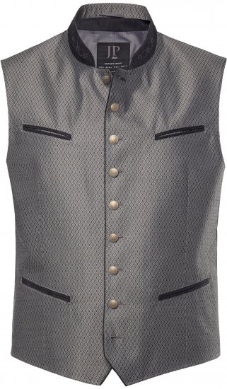 JP1880 Vest Traditional With Embroidery Silver - Trachten & Oktoberfest - Oktoberfest kostýmy ve velkých velikostech (Trachten)