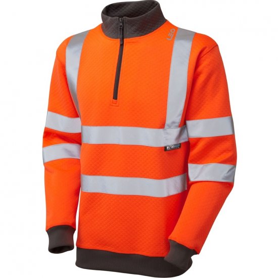 Leo Brynsworthy Ecoviz 1/4 Zip Sweatshirt Hi-Vis Orange - Pracovní oděvy - Pracovní Oděvy 3XL-6XL