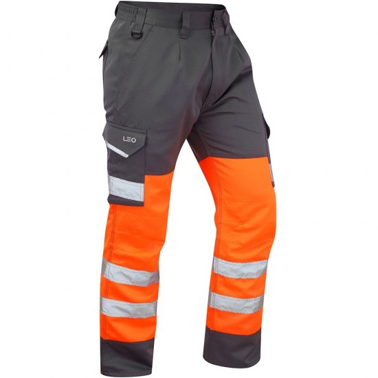 Leo Bideford Ecoviz Poly/Cotton Cargo Trouser Hi-Vis Orange/Grey - Pracovní oděvy - Pracovní Oděvy 3XL-6XL