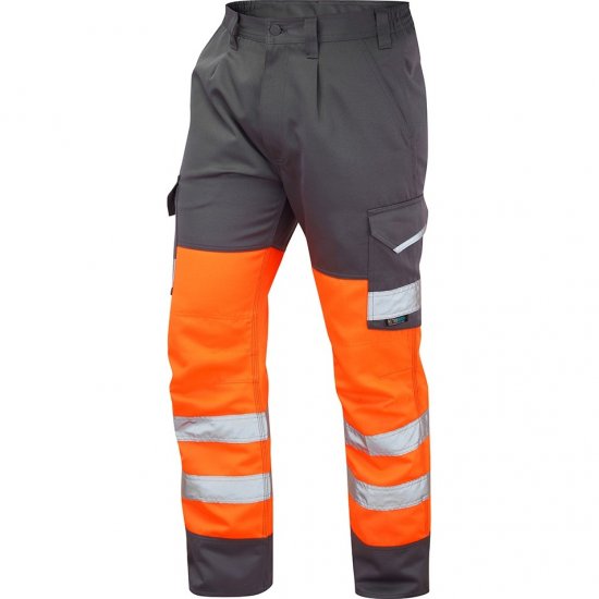 Leo Bideford Ecoviz Poly/Cotton Cargo Trouser Hi-Vis Orange/Grey - Pracovní oděvy - Pracovní Oděvy 3XL-6XL